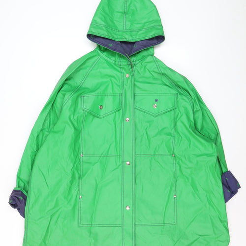 Lot One Men’s Green Waterproof Hooded Rain Coat L Vintage Windproof