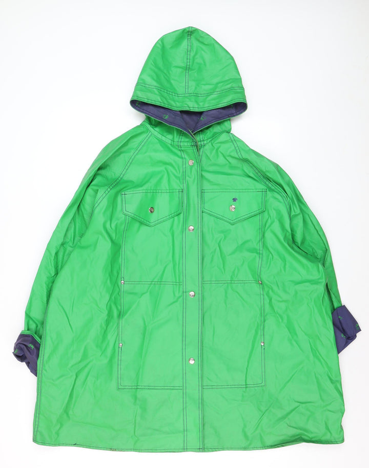 Lot One Men’s Green Waterproof Hooded Rain Coat L Vintage Windproof