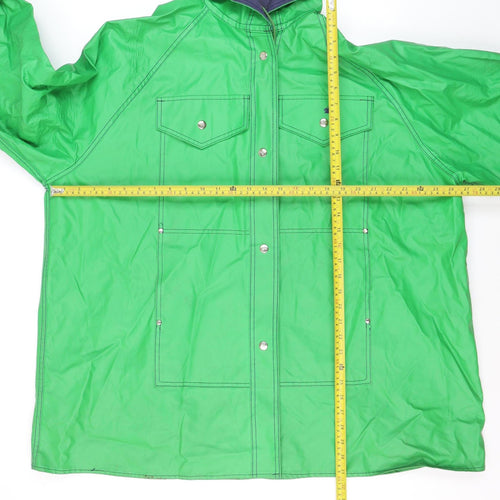 Lot One Men’s Green Waterproof Hooded Rain Coat L Vintage Windproof