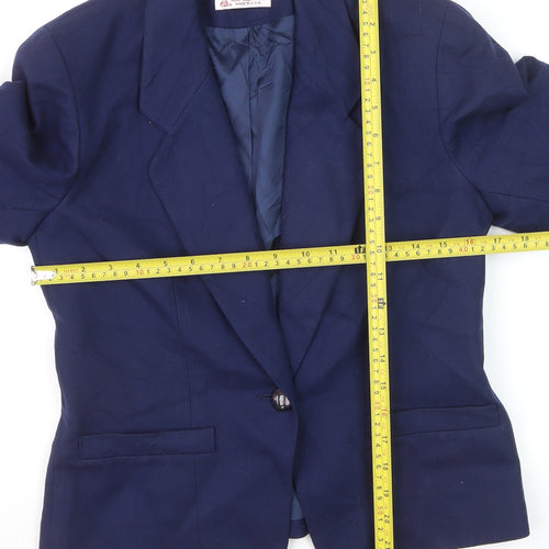 Pendleton Women Navy Wool Single-Breasted Blazer Petite M