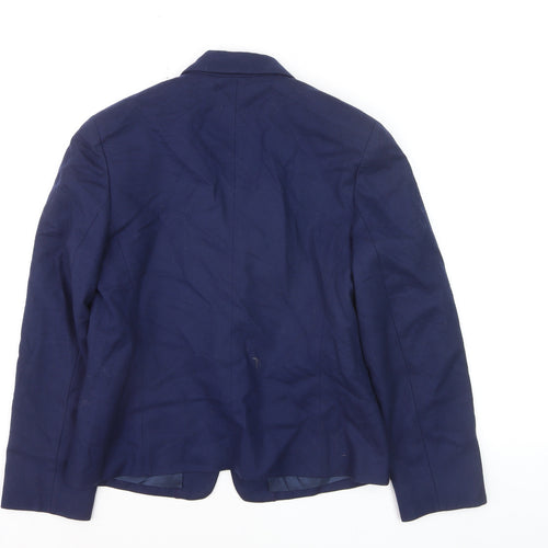 Pendleton Women Navy Wool Single-Breasted Blazer Petite M