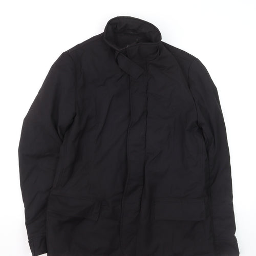 DKNY Men's Black Polyester Mid-Length Overcoat Size S