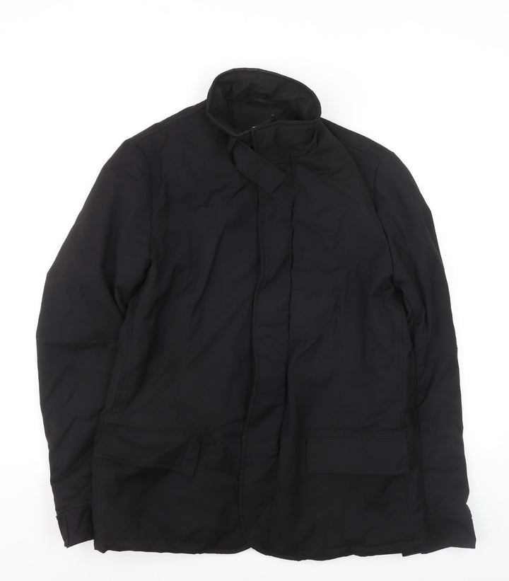 DKNY Men's Black Polyester Mid-Length Overcoat Size S