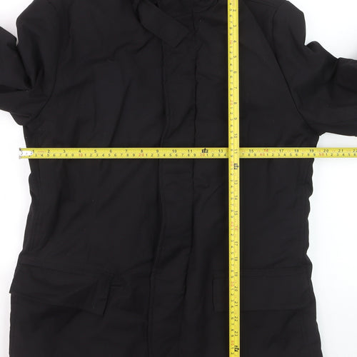 DKNY Men's Black Polyester Mid-Length Overcoat Size S