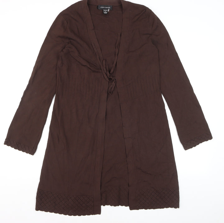 Cable & Gauge Women Brown V-Neck Long Sleeve Knit Cardigan M