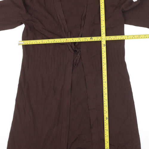 Cable & Gauge Women Brown V-Neck Long Sleeve Knit Cardigan M