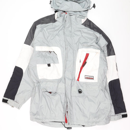Snowgear Men’s Grey Ski Jacket L Hooded Waterproof Windproof Outdoor Coat