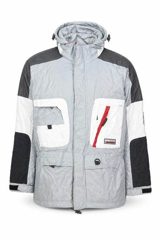 Front view of Snowgear Men’s Grey Ski Jacket L Hooded Waterproof Windproof Outdoor Coat
