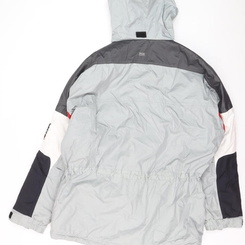 Snowgear Men’s Grey Ski Jacket L Hooded Waterproof Windproof Outdoor Coat
