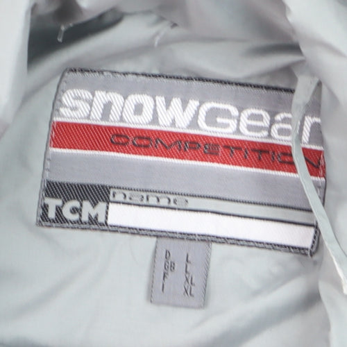 Snowgear Men’s Grey Ski Jacket L Hooded Waterproof Windproof Outdoor Coat