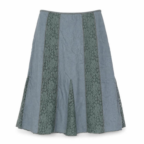 Marks and Spencer Women Green Lace Panel A-Line Skirt Size 14