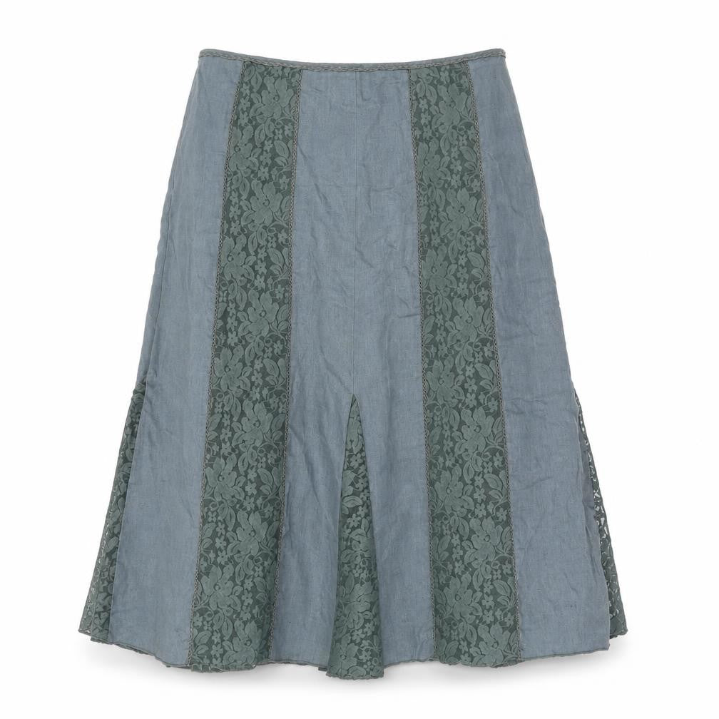 Marks and Spencer Women Green Lace Panel A-Line Skirt Size 14