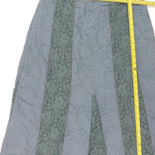 Marks and Spencer Women Green Lace Panel A-Line Skirt Size 14