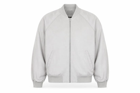 Front view of ASOS Men’s Grey Bomber Jacket L Polyester Blend Zip Casual