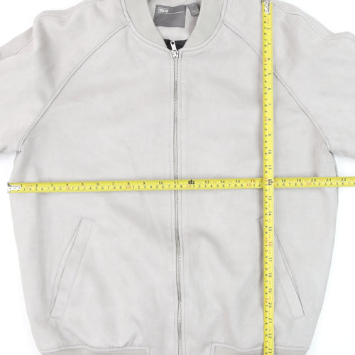 ASOS Men’s Grey Bomber Jacket L Polyester Blend Zip Casual