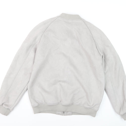 ASOS Men’s Grey Bomber Jacket L Polyester Blend Zip Casual