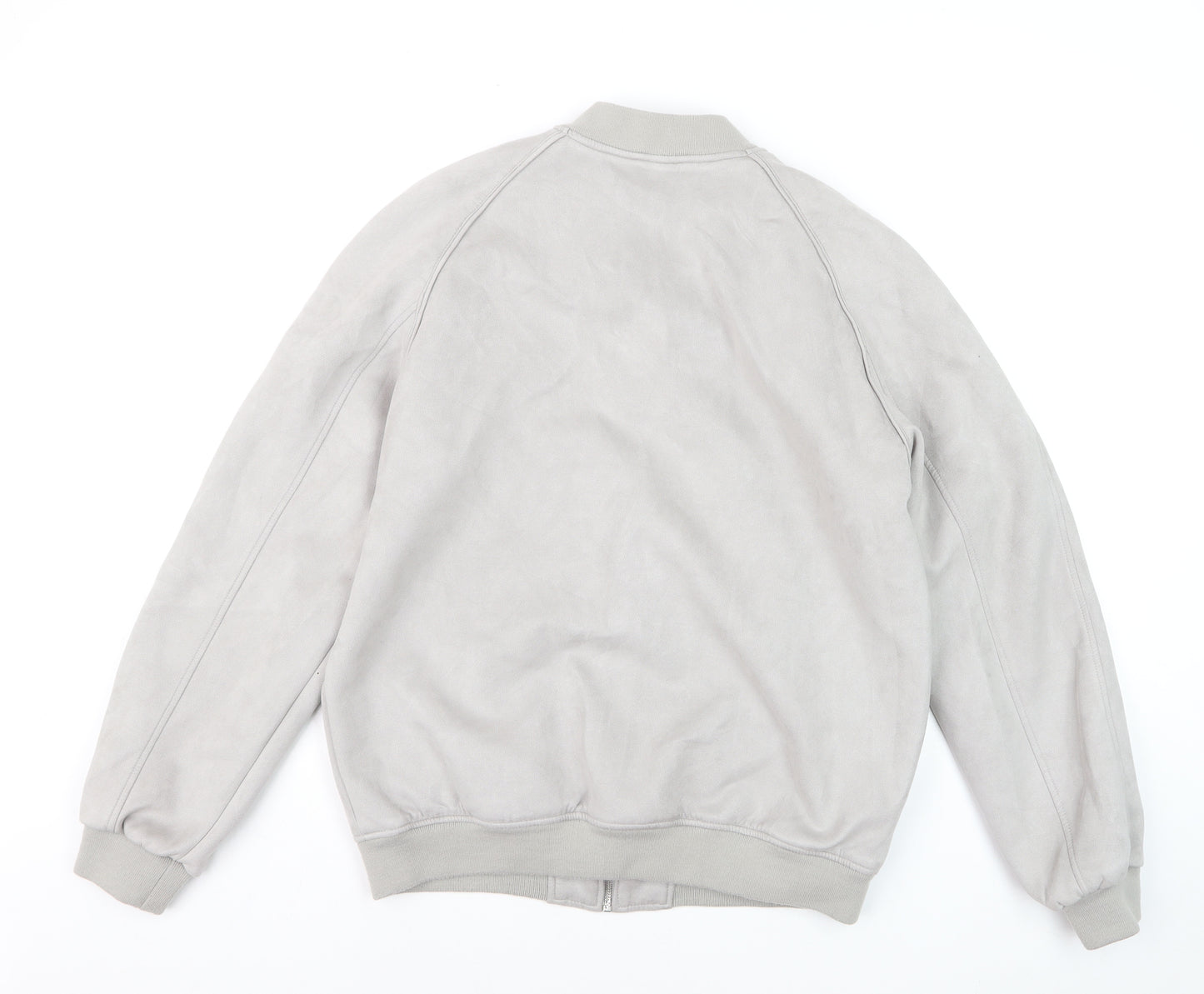 ASOS Men’s Grey Bomber Jacket L Polyester Blend Zip Casual