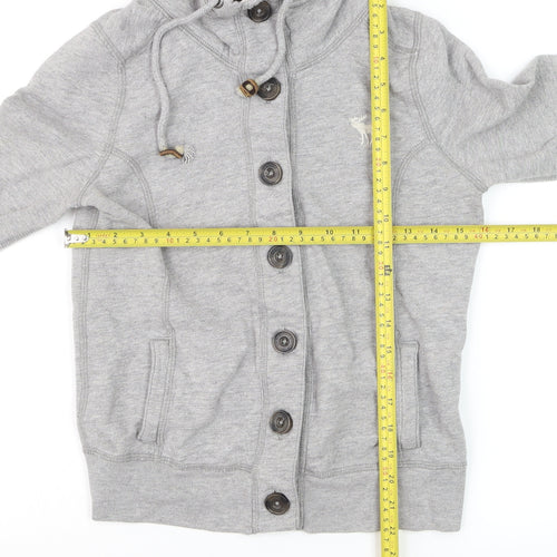 Abercrombie & Fitch Women's Grey Button Hoodie Sweatshirt M