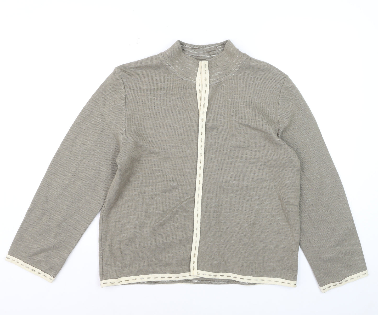 Spanner Women Beige Knit Suit Jacket L Lightweight Acrylic Wool