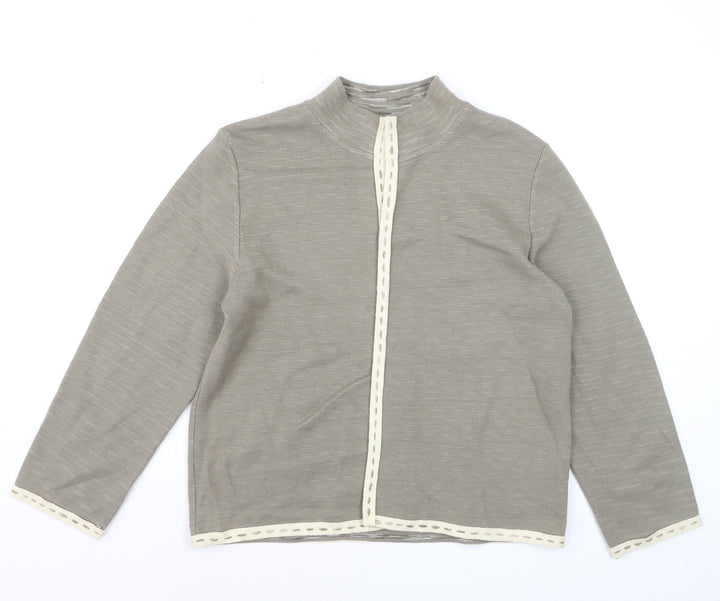 Spanner Women Beige Knit Suit Jacket L Lightweight Acrylic Wool