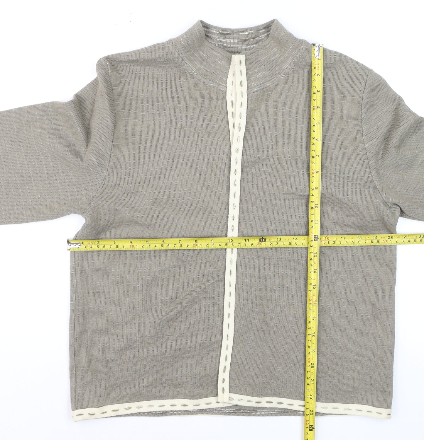 Spanner Women Beige Knit Suit Jacket L Lightweight Acrylic Wool