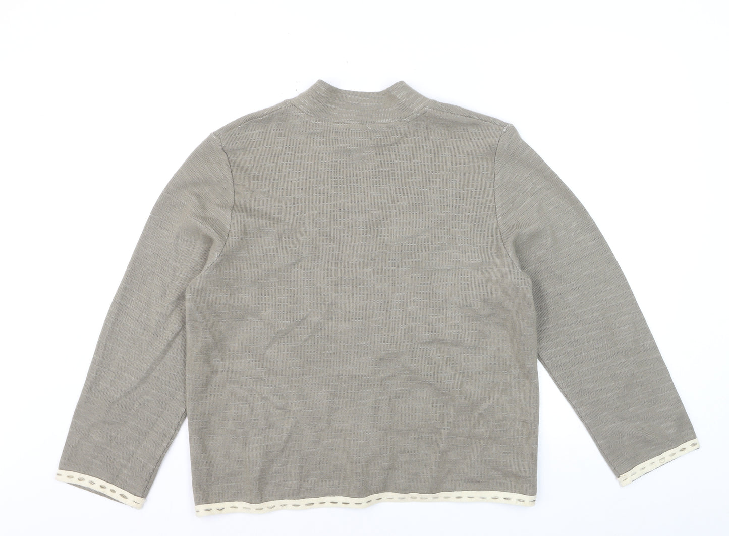 Spanner Women Beige Knit Suit Jacket L Lightweight Acrylic Wool