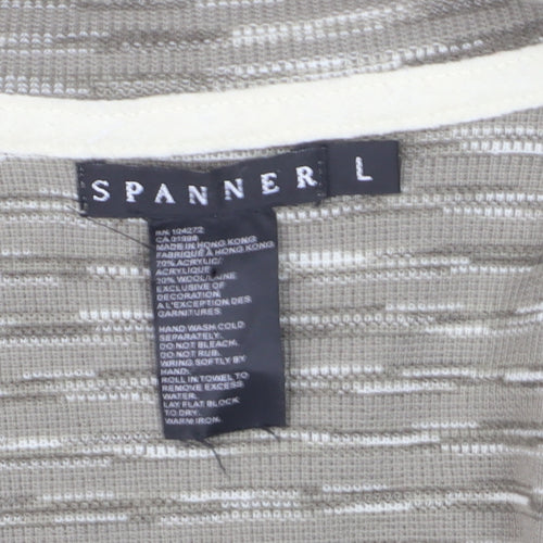 Spanner Women Beige Knit Suit Jacket L Lightweight Acrylic Wool