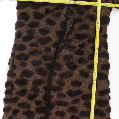 Bang Women's Brown Animal Print Faux Fur Long Coat Size 12