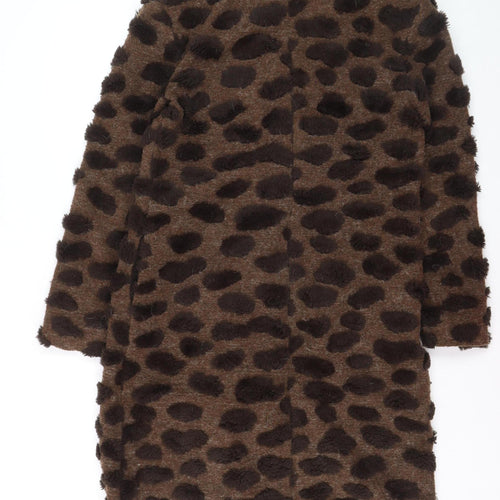Bang Women's Brown Animal Print Faux Fur Long Coat Size 12