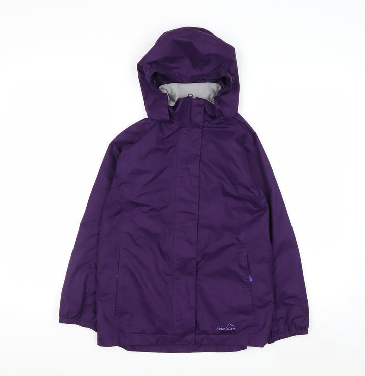 Peter Storm Girls Purple Hooded Waterproof Rain Coat Jacket 9-10 Years