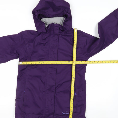 Peter Storm Girls Purple Hooded Waterproof Rain Coat Jacket 9-10 Years