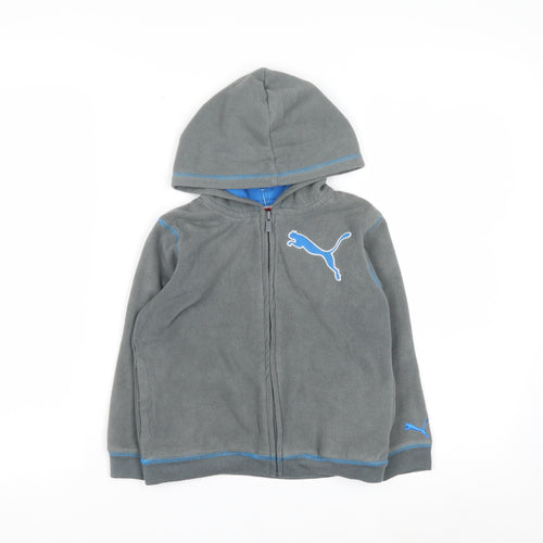 Puma Boys Grey Full Zip Fleece Hoodie - Size 4 Years - Lightweight Casual