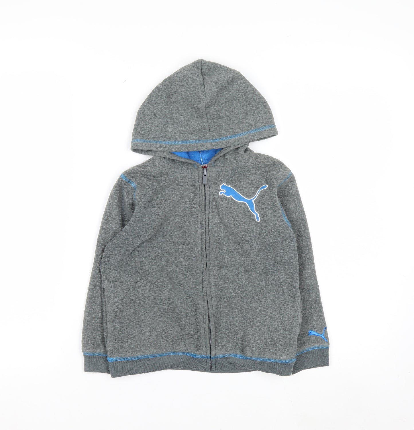 Puma Boys Grey Full Zip Fleece Hoodie - Size 4 Years - Lightweight Casual