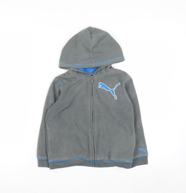 Puma Boys Grey Full Zip Fleece Hoodie - Size 4 Years - Lightweight Casual