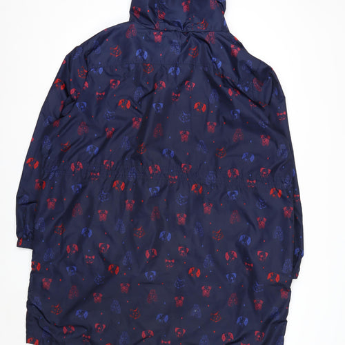 Tu Women Blue Animal Print Hooded Rain Coat Jacket XL