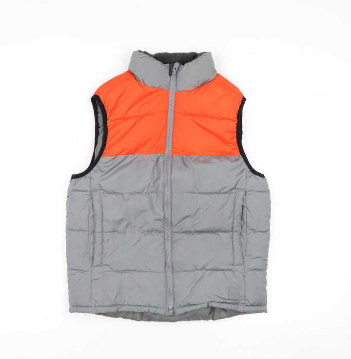 GAP Kids Boys Grey & Orange Padded Bodywarmer Gilet M 8-9 Years