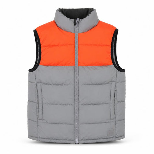 GAP Kids Boys Grey & Orange Padded Bodywarmer Gilet M 8-9 Years