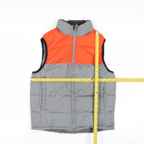 GAP Kids Boys Grey & Orange Padded Bodywarmer Gilet M 8-9 Years
