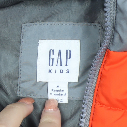 GAP Kids Boys Grey & Orange Padded Bodywarmer Gilet M 8-9 Years
