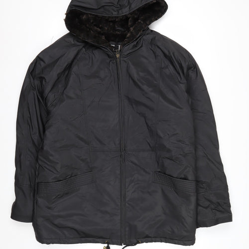 Miletta Women's Black Hooded Parka Jacket Size M Lined Winter Coat