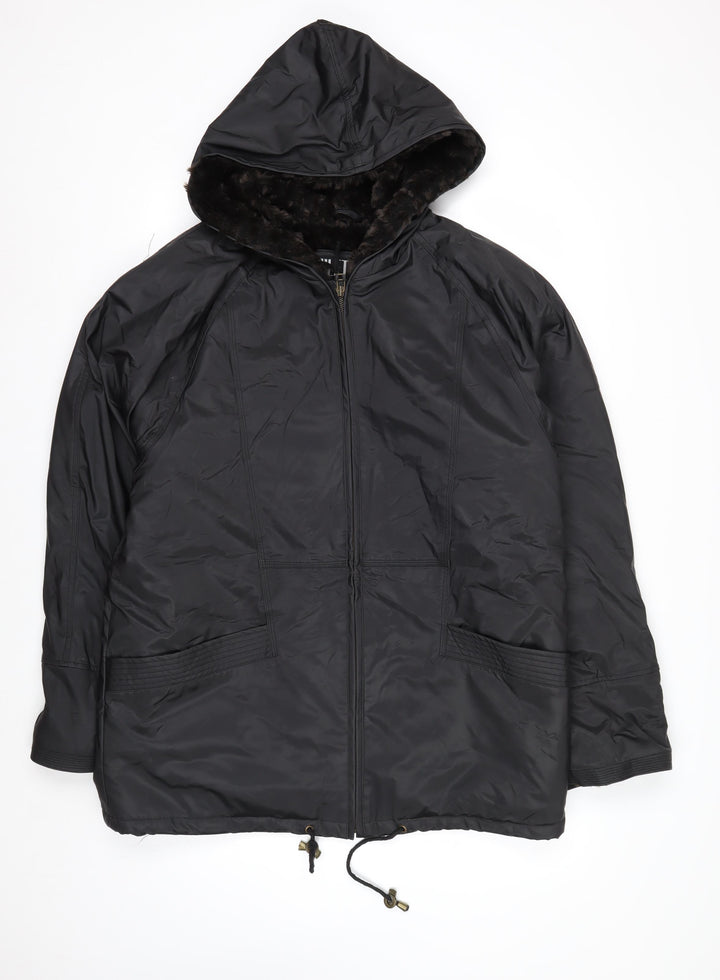 Miletta Women's Black Hooded Parka Jacket Size M Lined Winter Coat