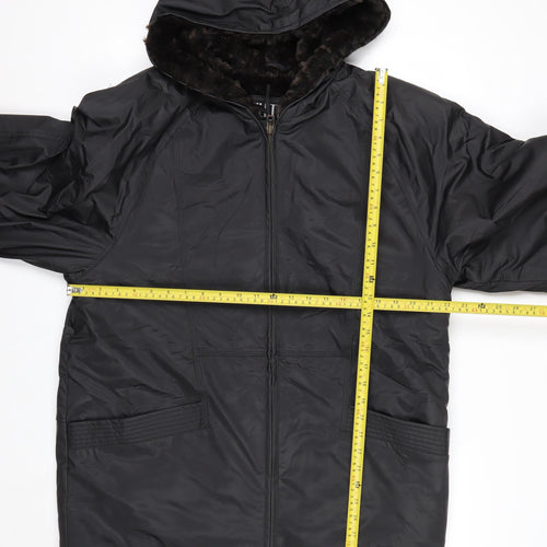 Miletta Women's Black Hooded Parka Jacket Size M Lined Winter Coat