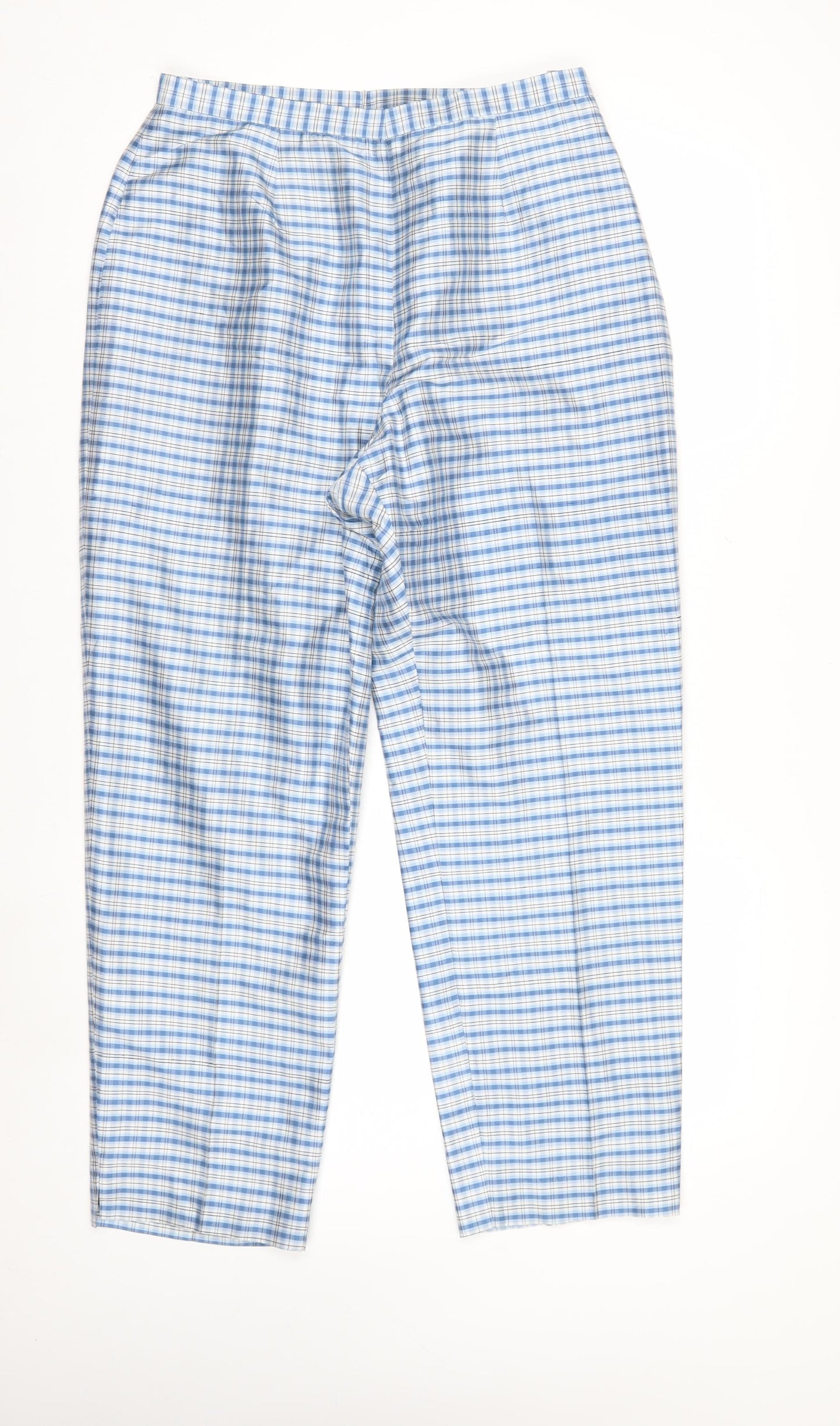 Jones New York Country Women's Blue Checked Silk Trousers Size 12