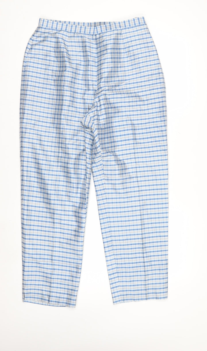 Jones New York Country Women's Blue Checked Silk Trousers Size 12