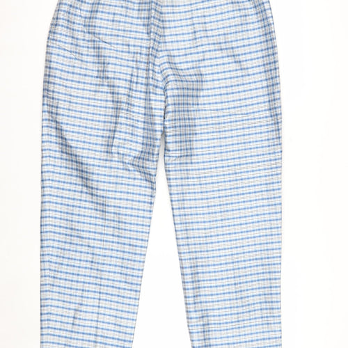 Jones New York Country Women's Blue Checked Silk Trousers Size 12