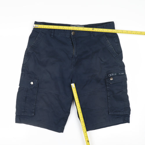 Denim Co Men's Blue Cargo Shorts W34 Regular Fit Utility Style
