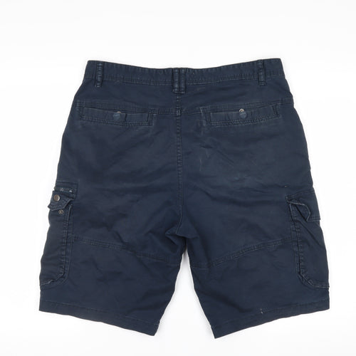 Denim Co Men's Blue Cargo Shorts W34 Regular Fit Utility Style
