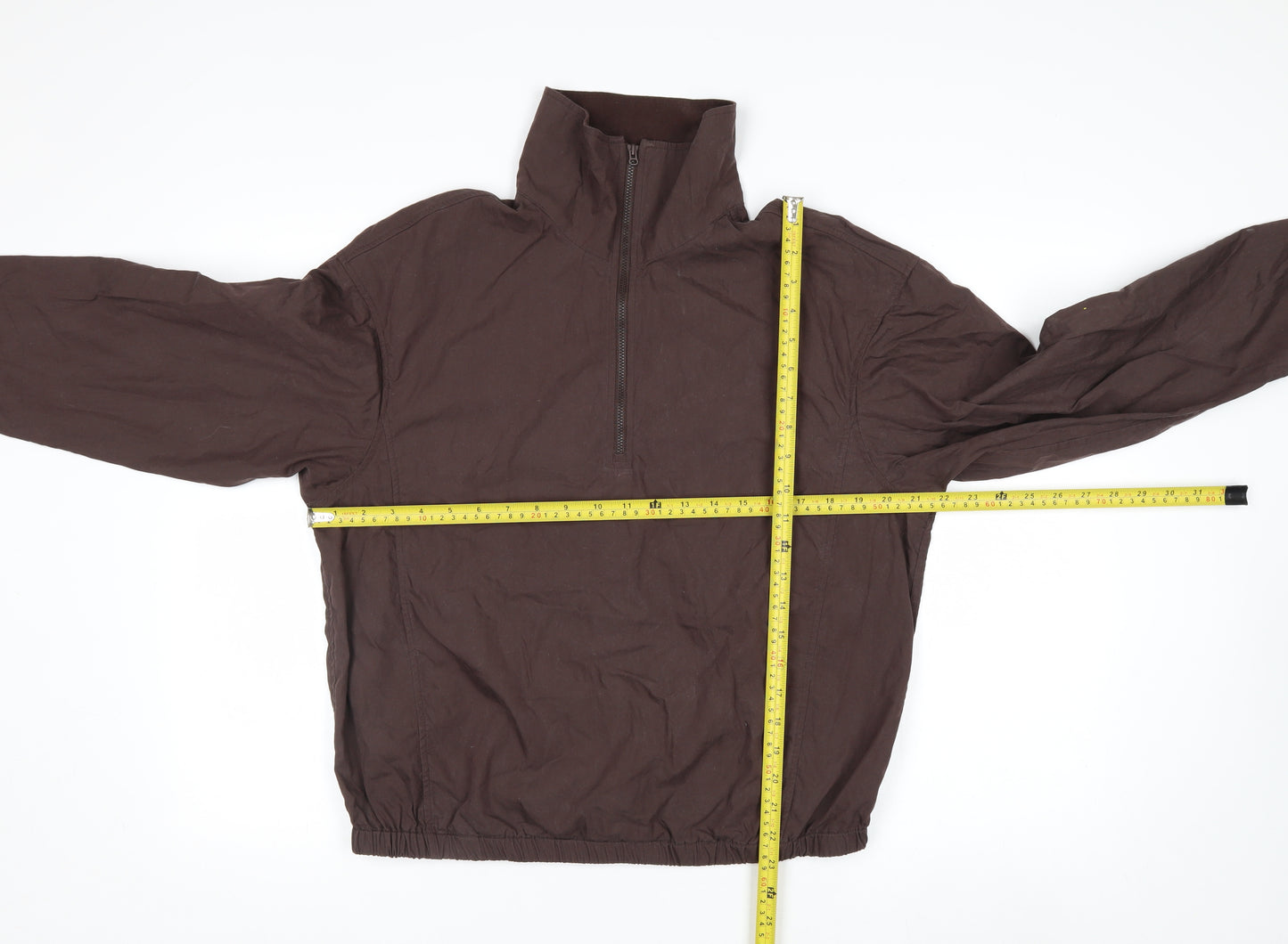 Uniqlo Men Brown 1/4 Zip Lightweight Cotton Jacket Size M