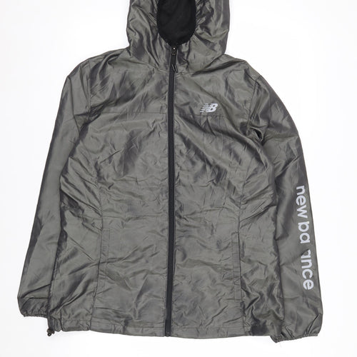 New Balance Men's Grey Hooded Windbreaker Jacket L Lightweight