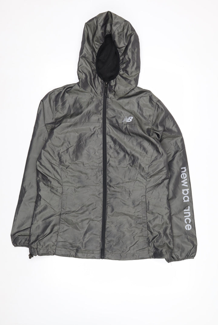 New Balance Men's Grey Hooded Windbreaker Jacket L Lightweight